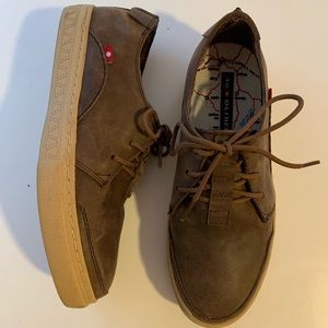 Brown leather sneakers